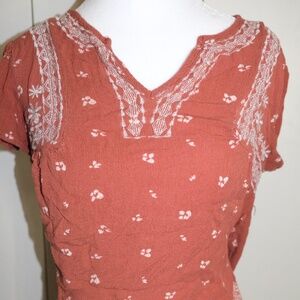 orange embroidered blouse for women